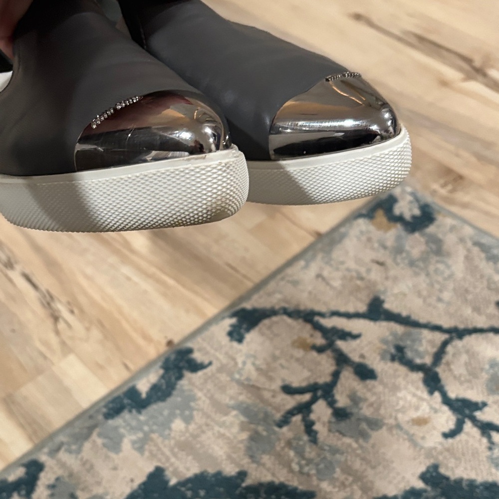 Miu Miu Gray and Silver Slip-On Sneakers - Picture 5 of 10